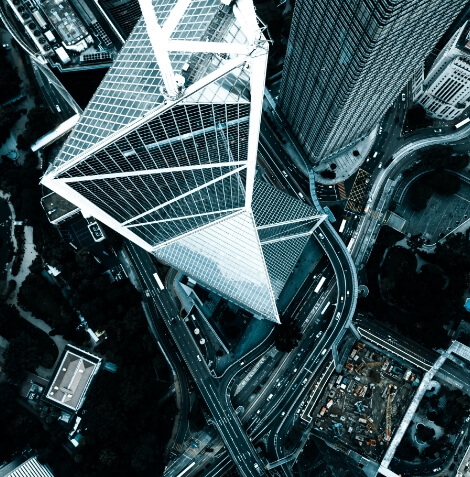 Aerial view of modern buildings